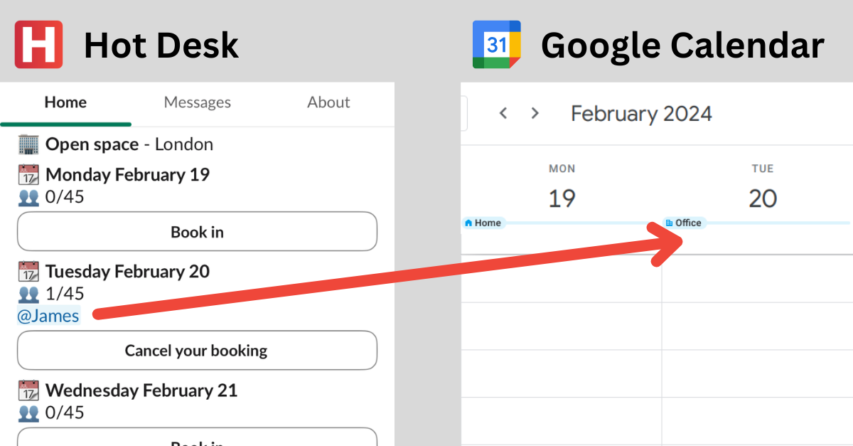 Sync desk booking in Hot Desk to Google Calendar working location