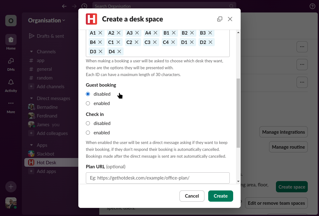 Creating your first general space and selecting guest booking to be disabled